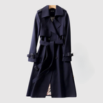 Anna women's long belted lapel coat