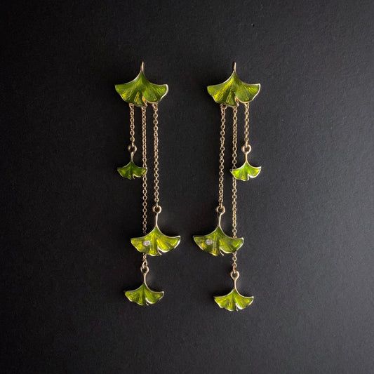 Vintage Drop Green Petal Earrings