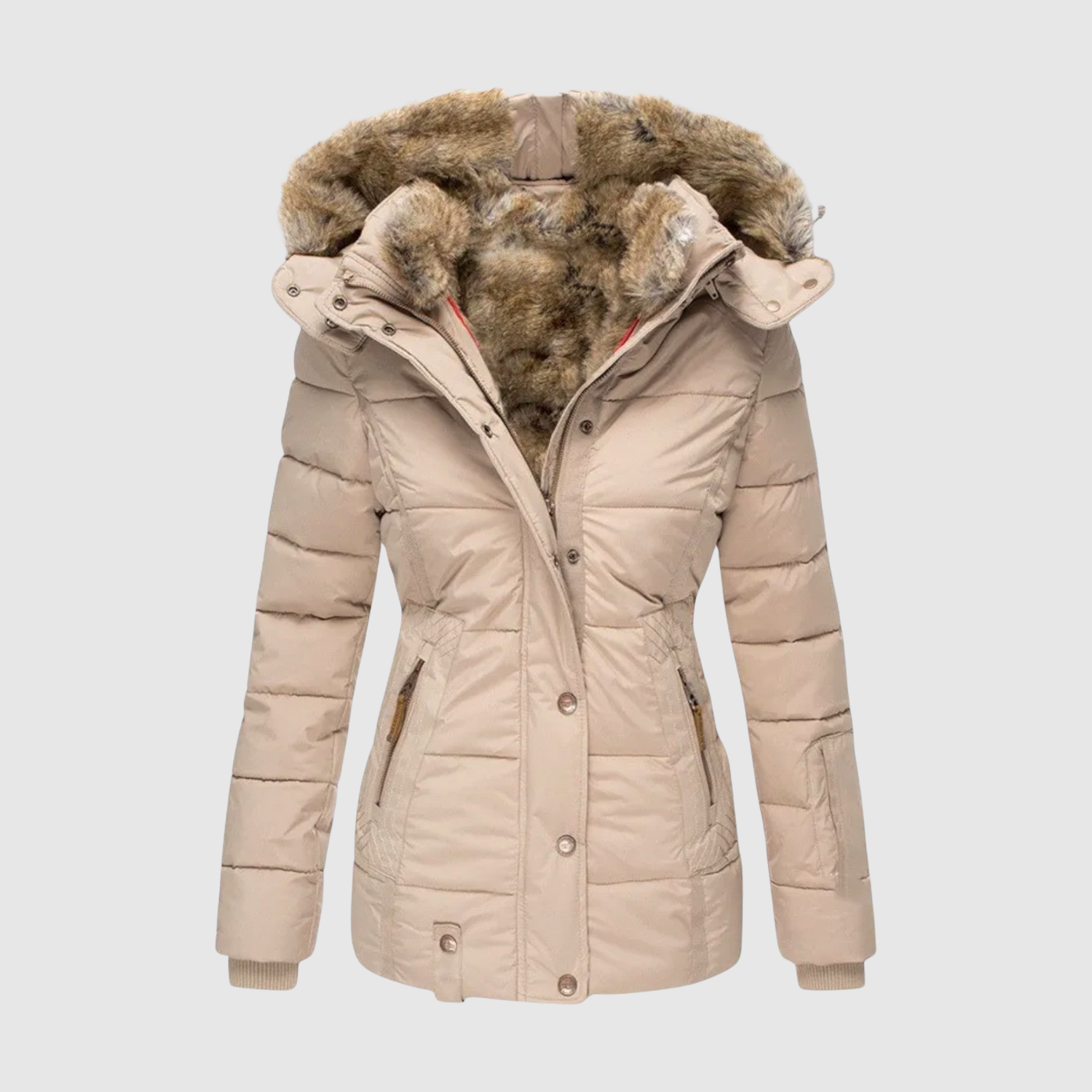 Fitted Parka with Faux Fur Collar for women, view 3
