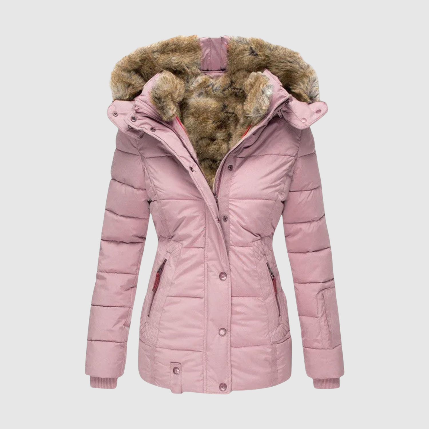 Fitted Parka with Faux Fur Collar for women, view 4