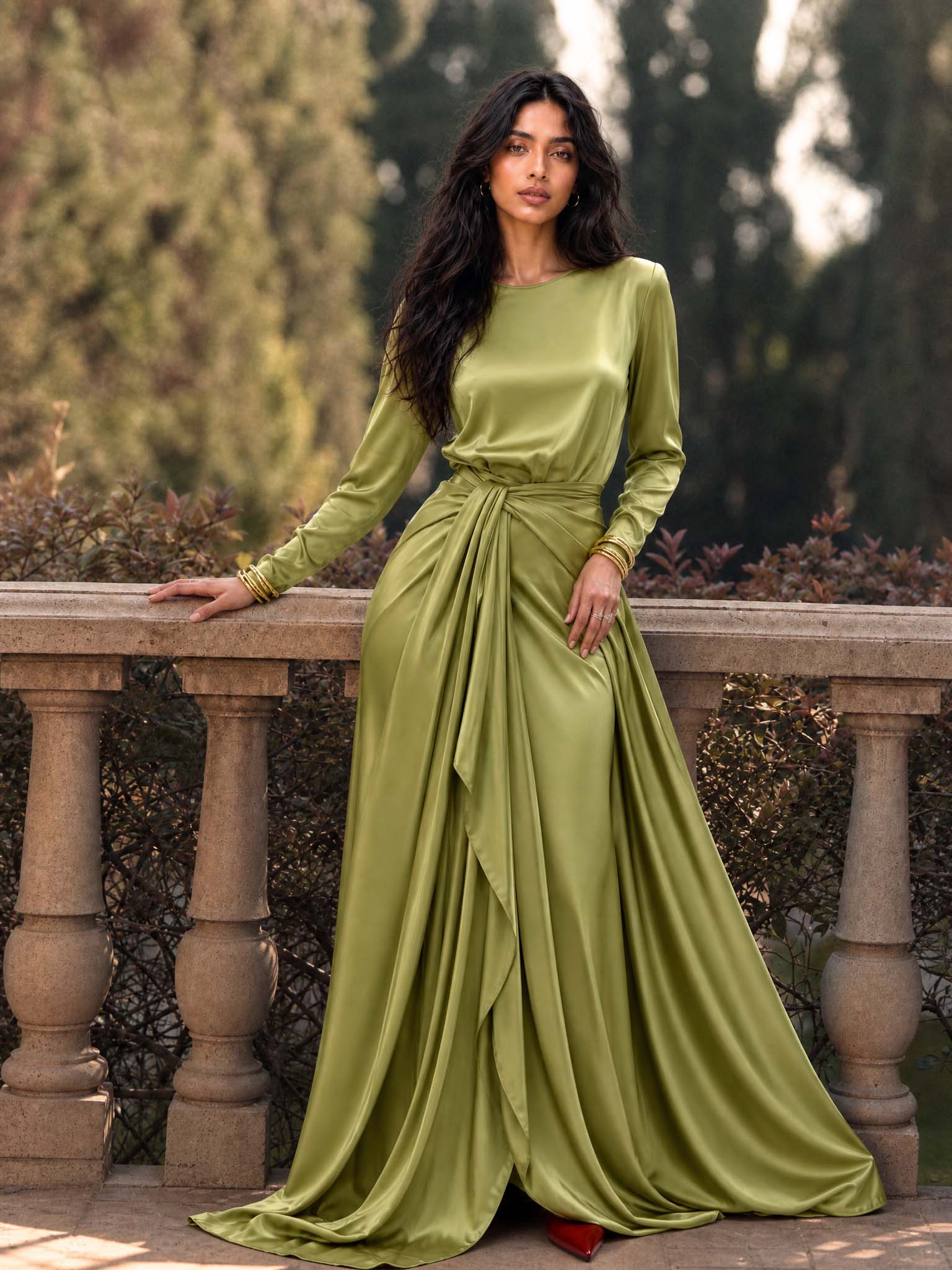 Verity draped satin maxi dress