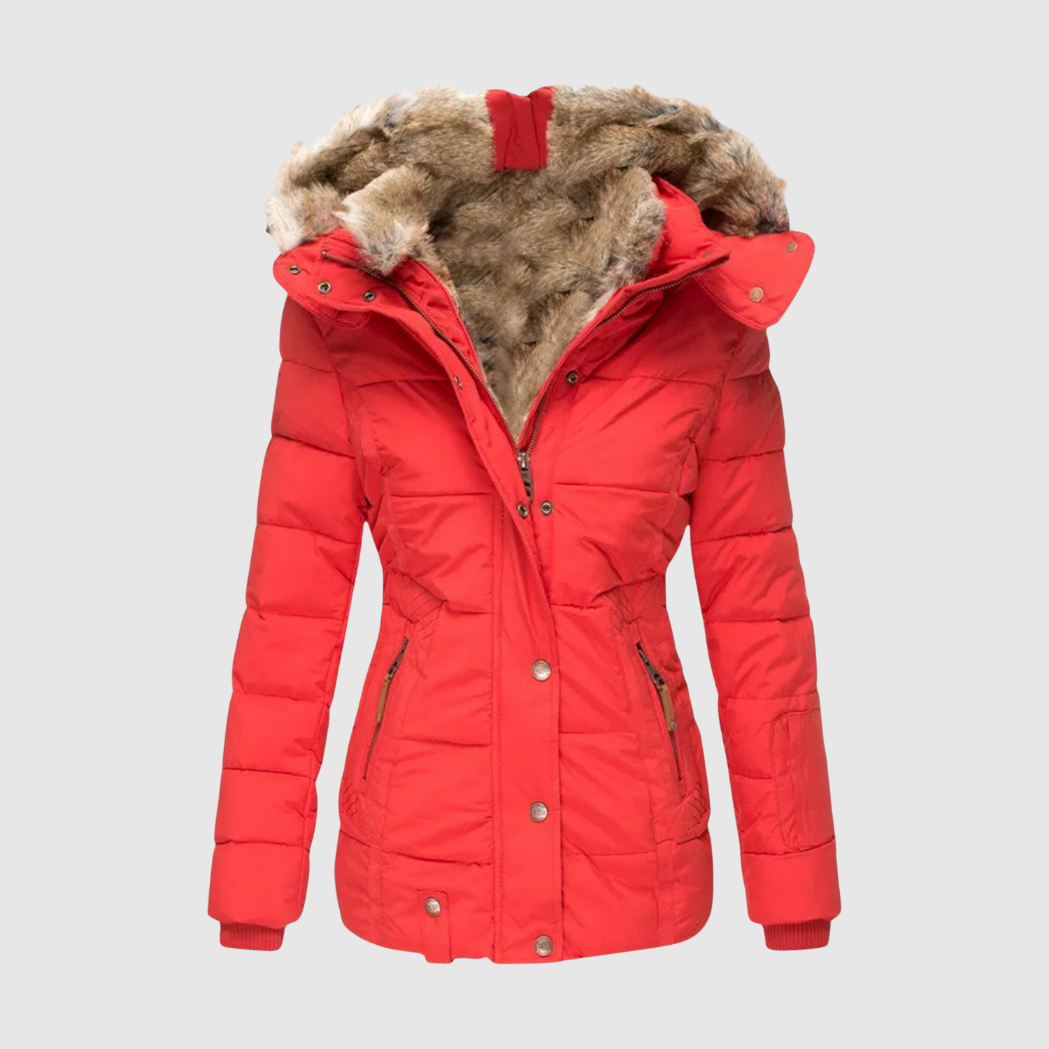 Fitted Parka with Faux Fur Collar for women, view 5