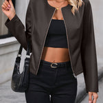 Classic Faux Leather Moto Jacket for women, view 12