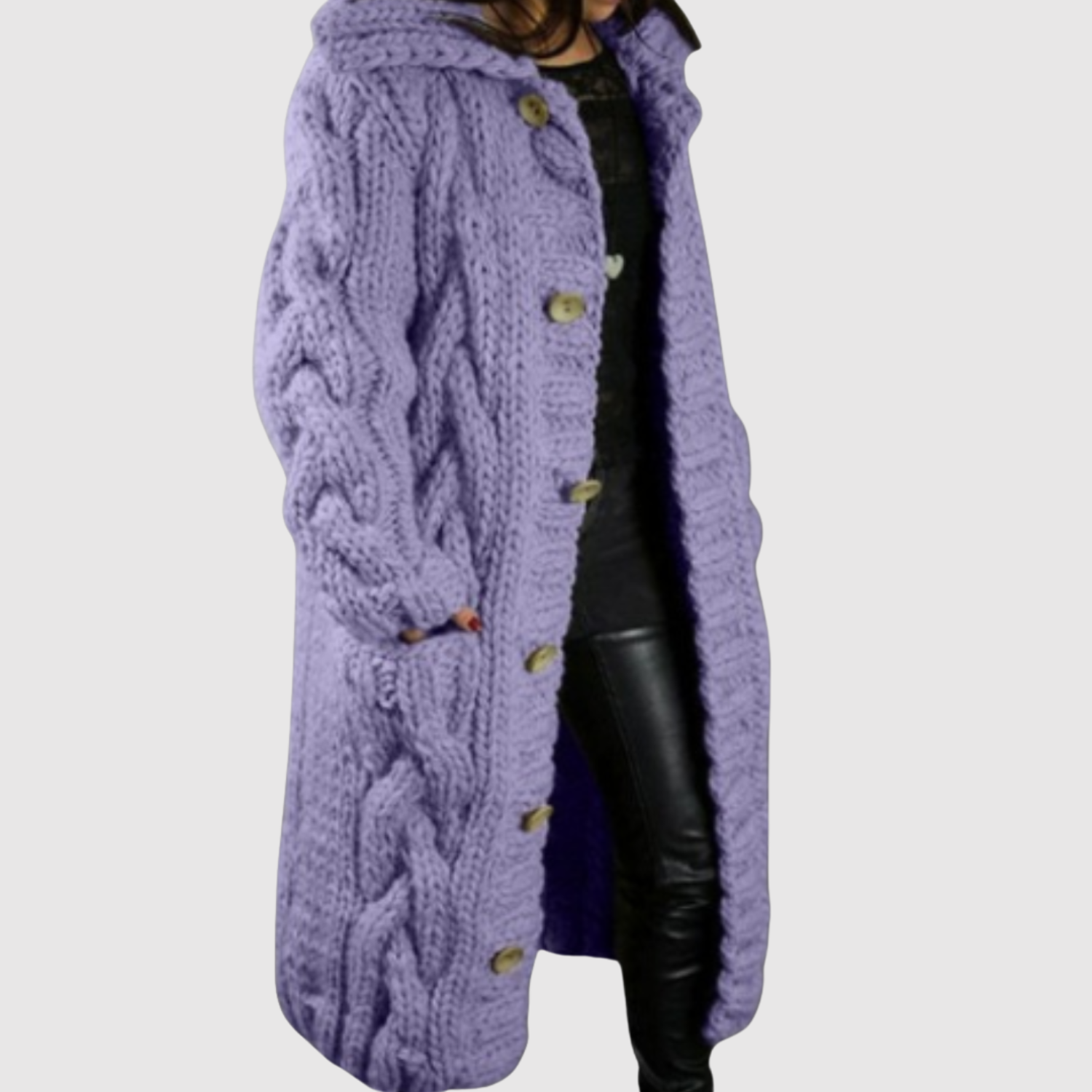 Jennifer women's long textured knitted coat
