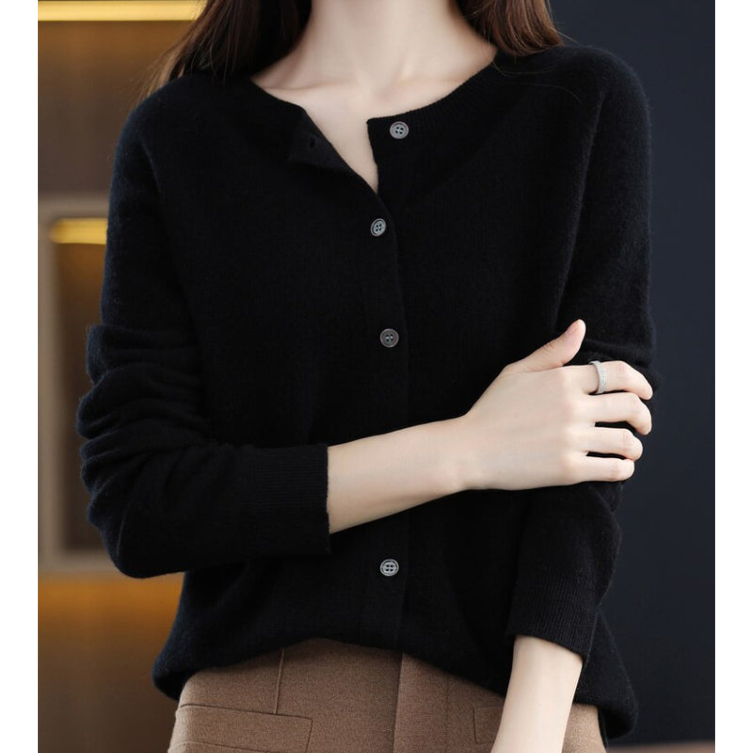 Merino Wool & Cashmere Blend Cardigan for women, view 6