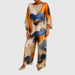 Sonia women's watercolour-print satin two-piece set