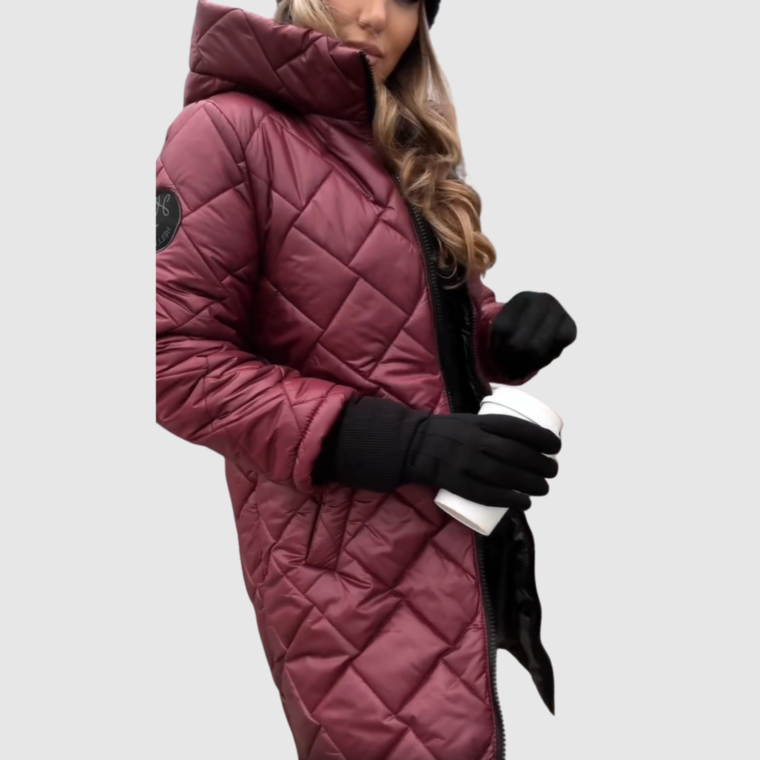 Elegant Long Puffer Coat for women, view 7
