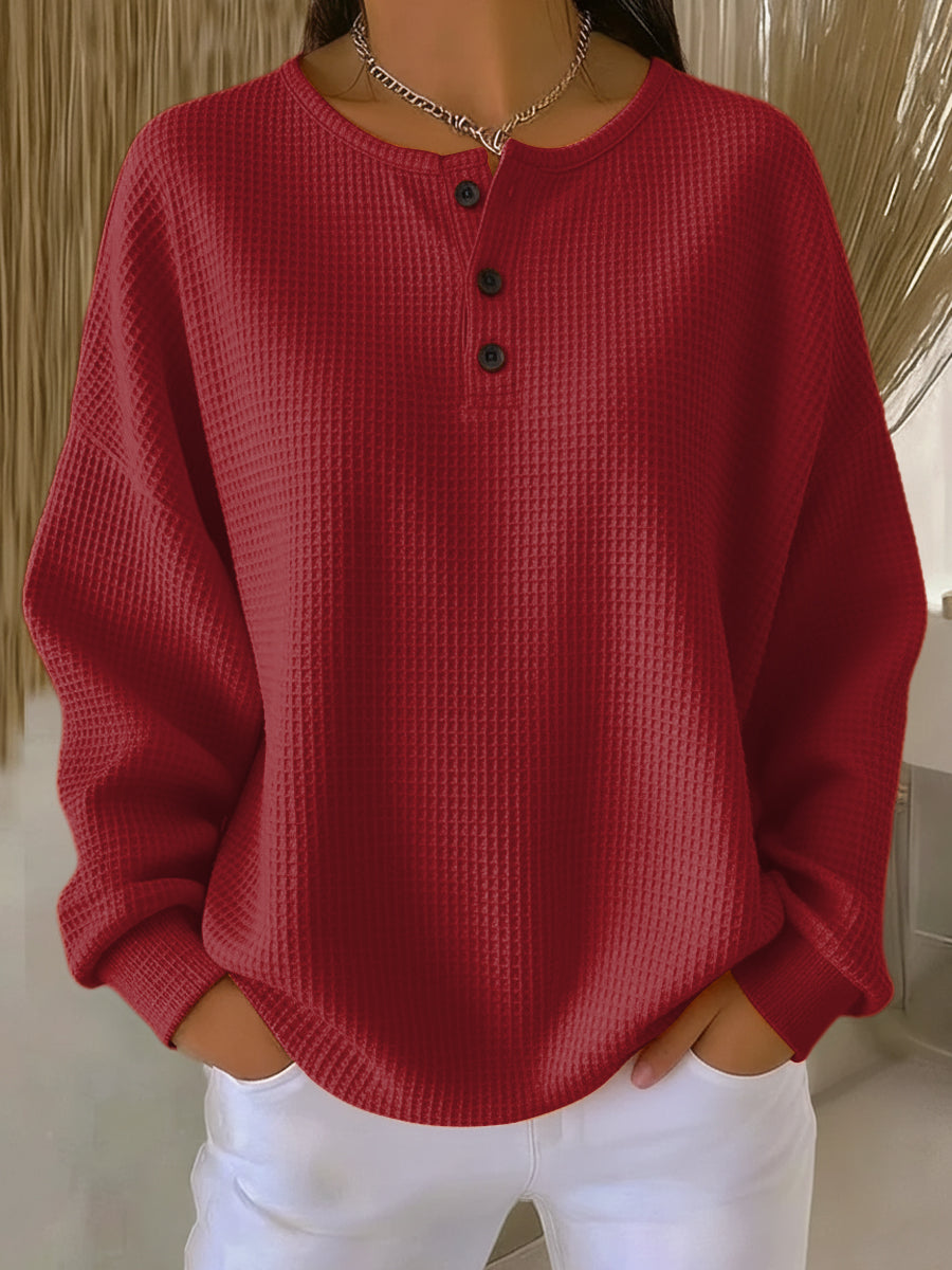Pamela women's textured henley sweatshirt