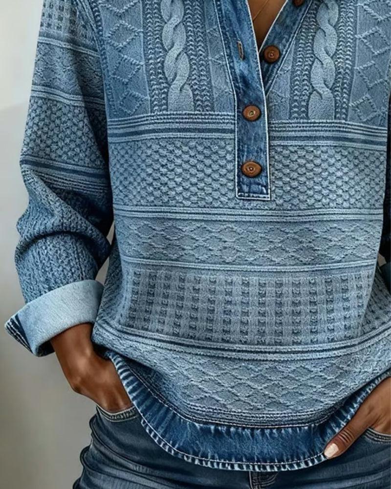 Bethany textured button-neck jumper