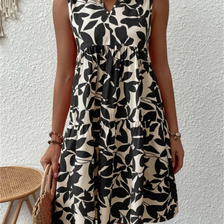 TASHA | MIDI FLUID DRESS WITH A FLARED SKIRT