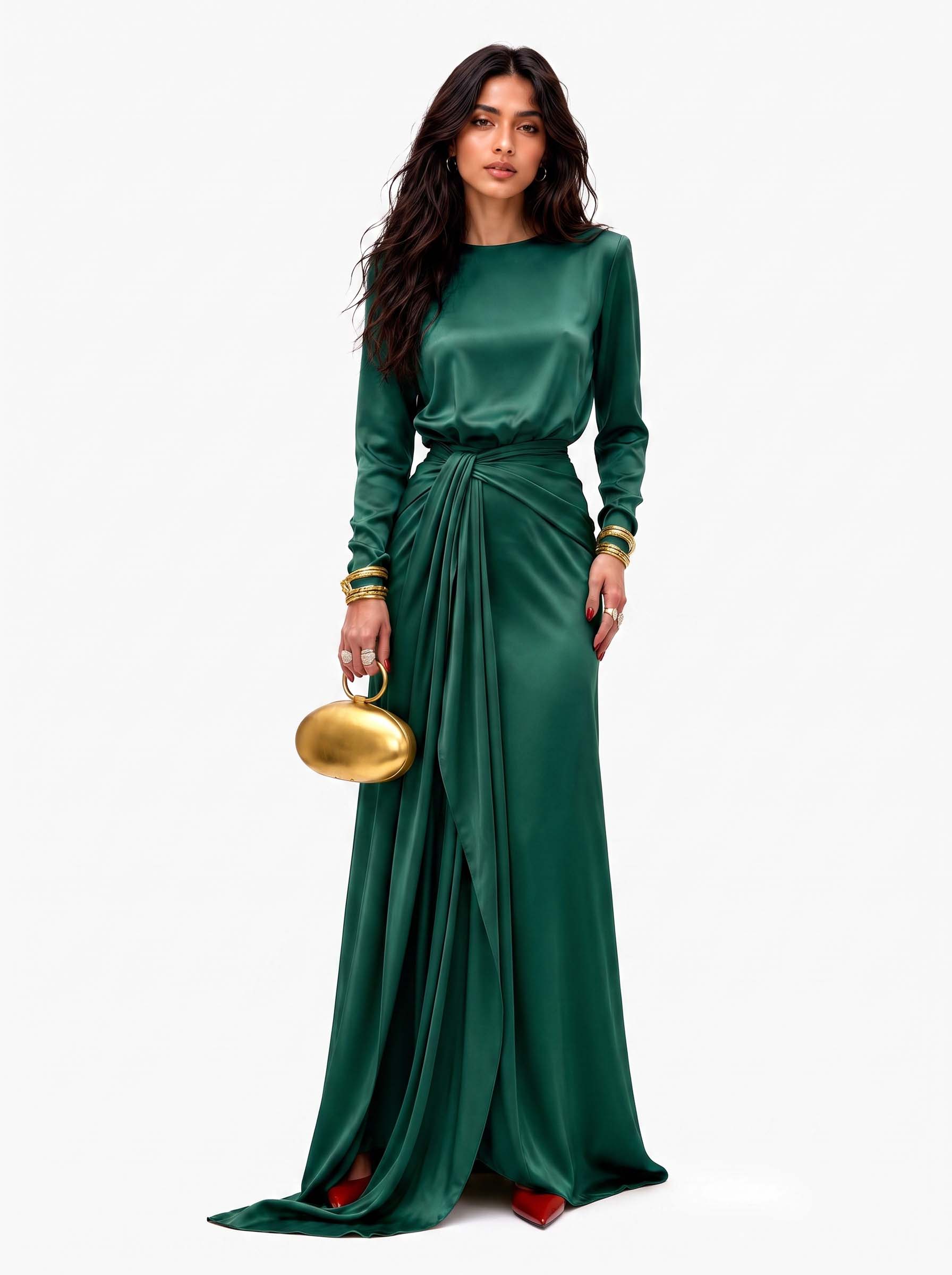Verity draped satin maxi dress