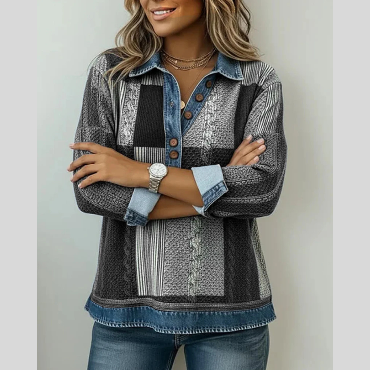 Fiona colour-block print sweatshirt