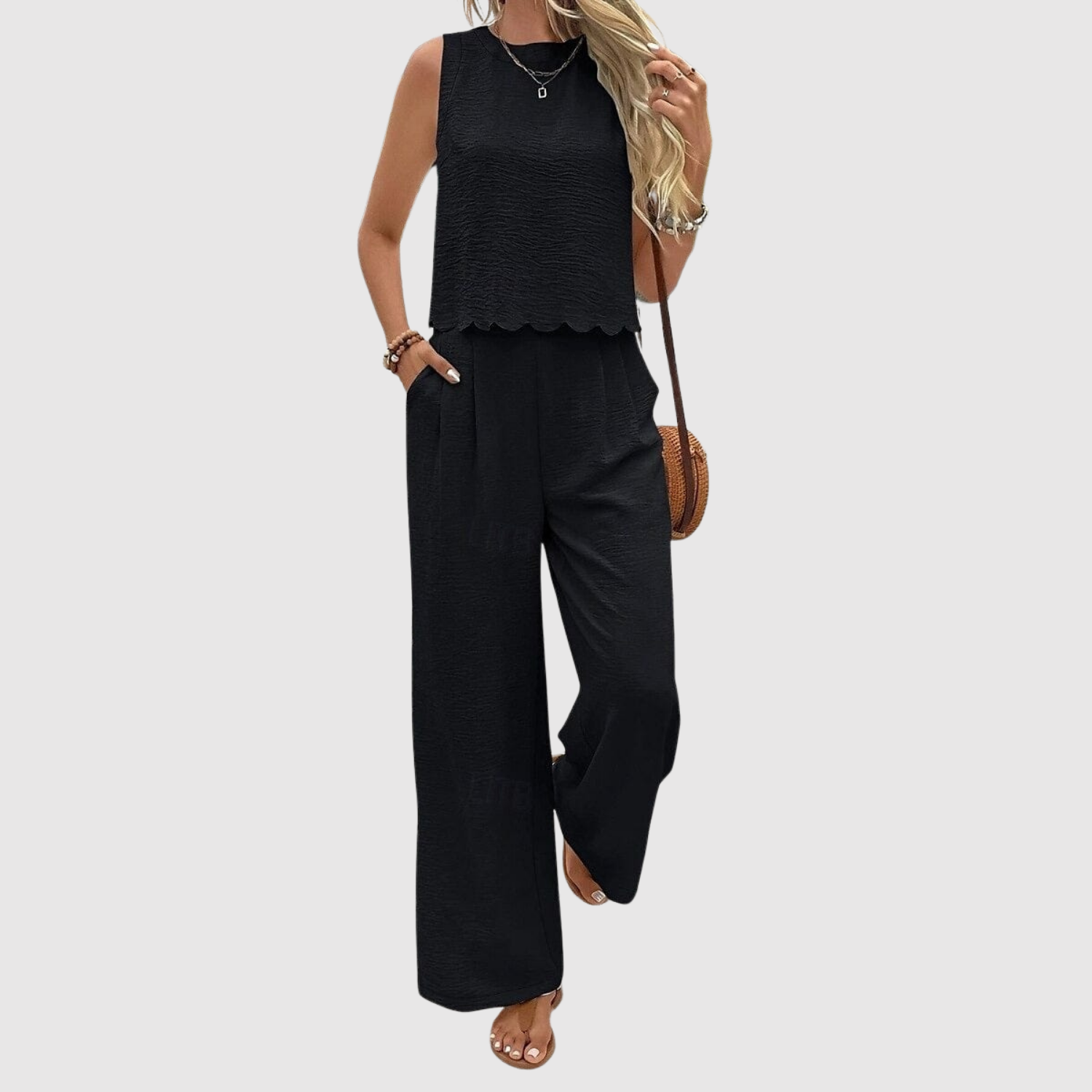 Sarah women's flowing trouser two-piece set