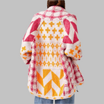Geometric Print Open Front Knit Cardigan for women, view 4