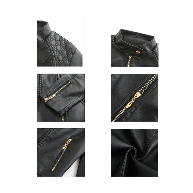 Faux Leather Motorcycle Jacket for women, view 7