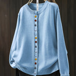 Contrast Button Crew Neck Knit Cardigan for women, view 16