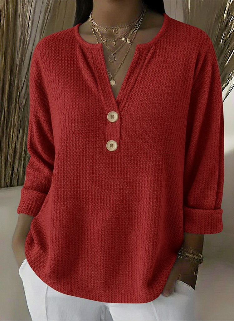 Yvonne women's textured henley button top