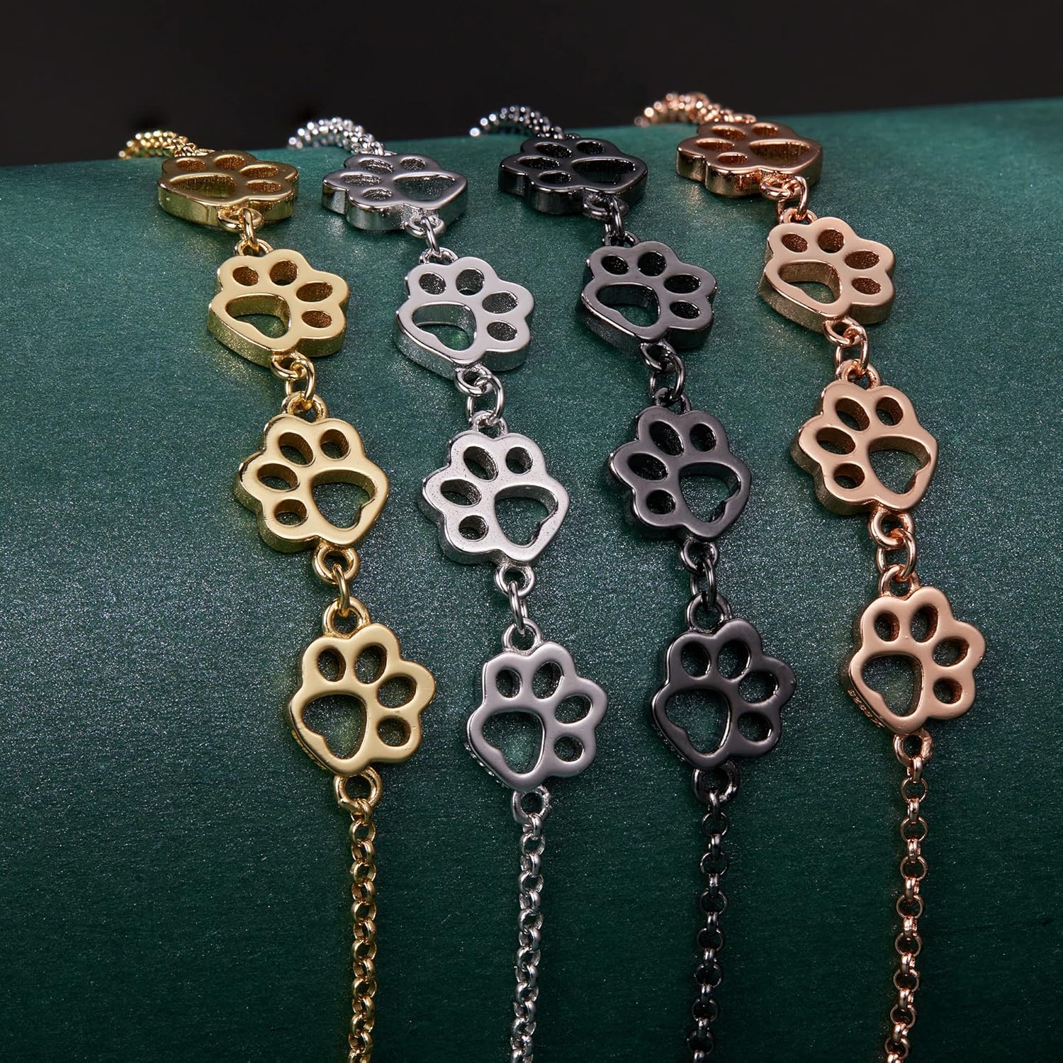 Sterling Silver Paw Print Bracelet — Adjustable Fit