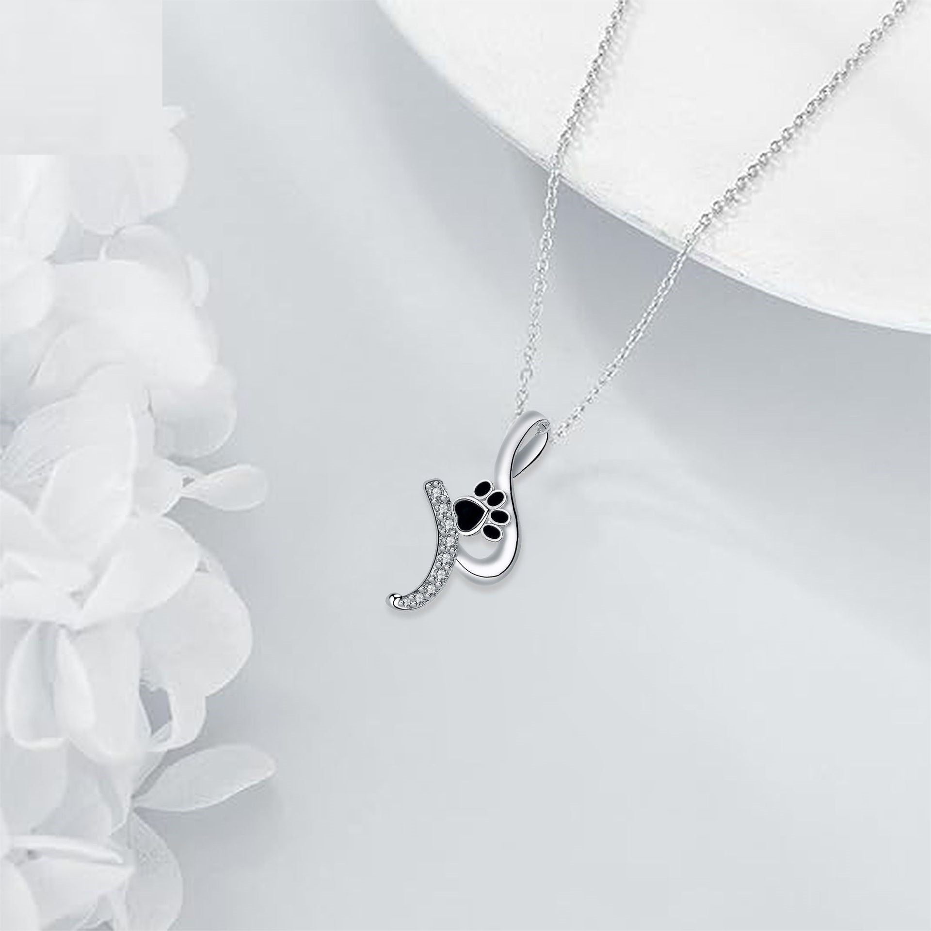 Delicate Paw Print Pendant Necklace
