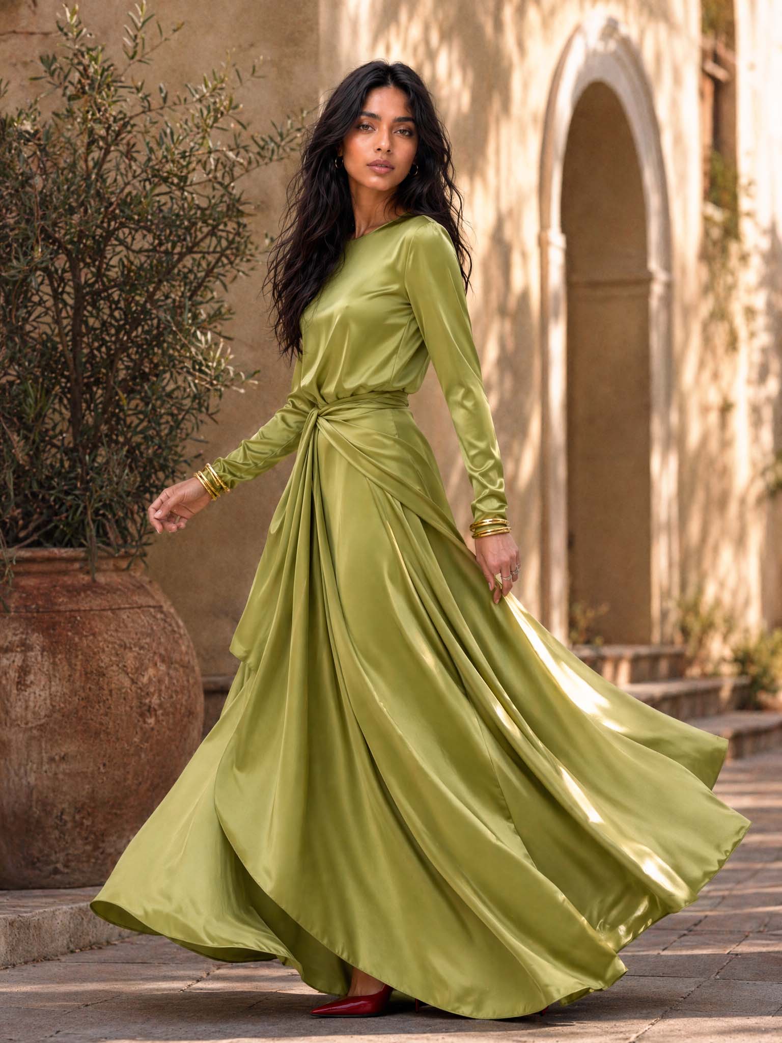Verity draped satin maxi dress