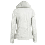Hooded Faux Leather Moto Jacket for women, view 11