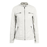 Hooded Faux Leather Moto Jacket for women, view 16