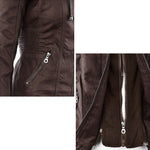 Hooded Faux Leather Moto Jacket for women, view 18
