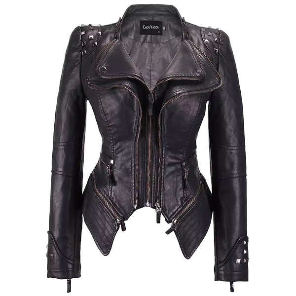 Slim Fit Studded Biker Jacket for women