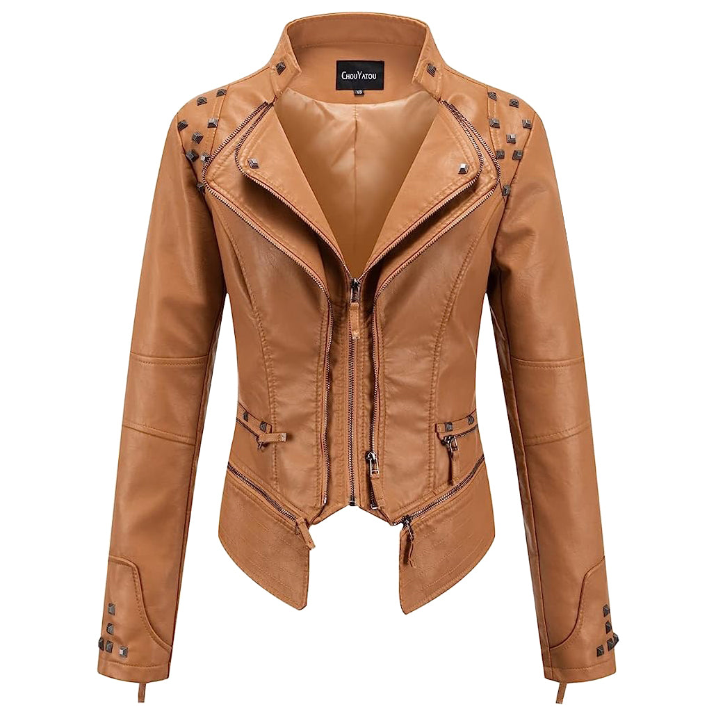 Slim Fit Studded Biker Jacket for women, view 4