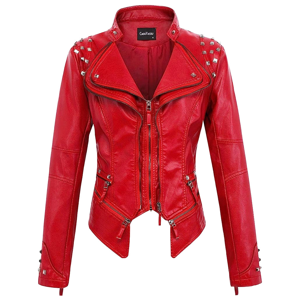 Slim Fit Studded Biker Jacket for women, view 8