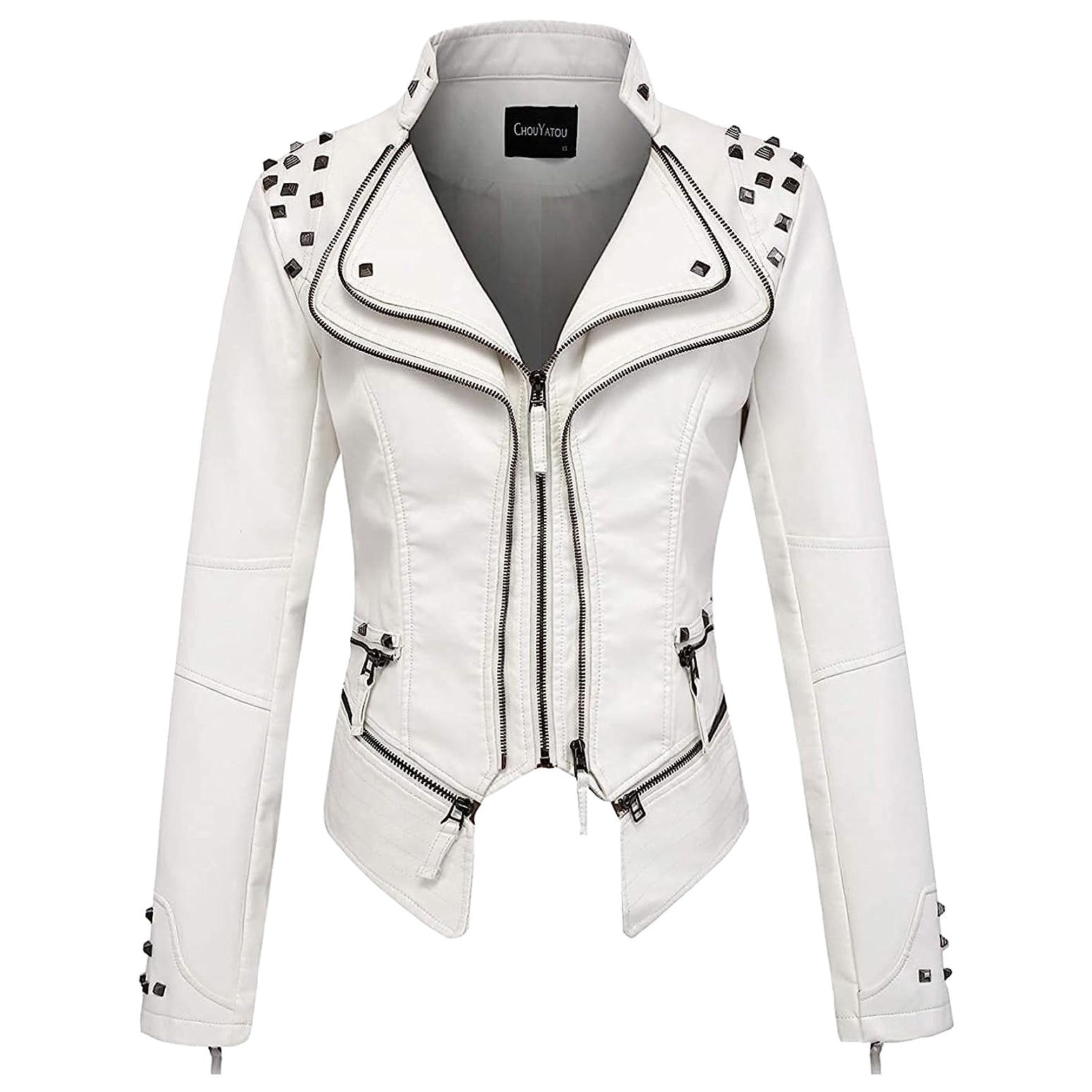 Slim Fit Studded Biker Jacket for women, view 7