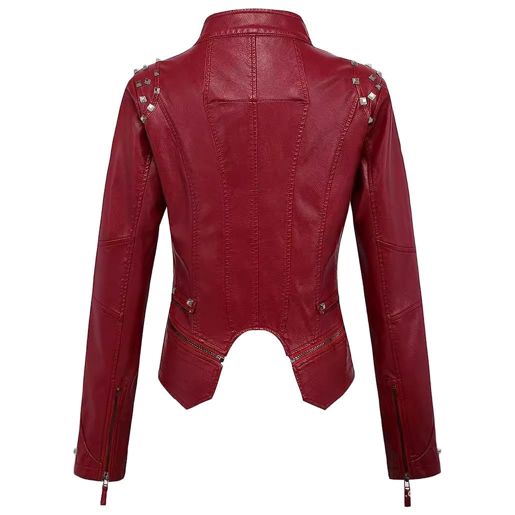 Slim Fit Studded Biker Jacket for women, view 3