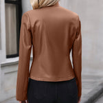 Classic Faux Leather Moto Jacket for women, view 5
