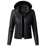 Hooded Faux Leather Jacket for women, view 4