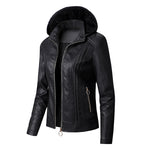 Hooded Faux Leather Jacket for women, view 5