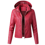 Hooded Faux Leather Jacket for women, view 3