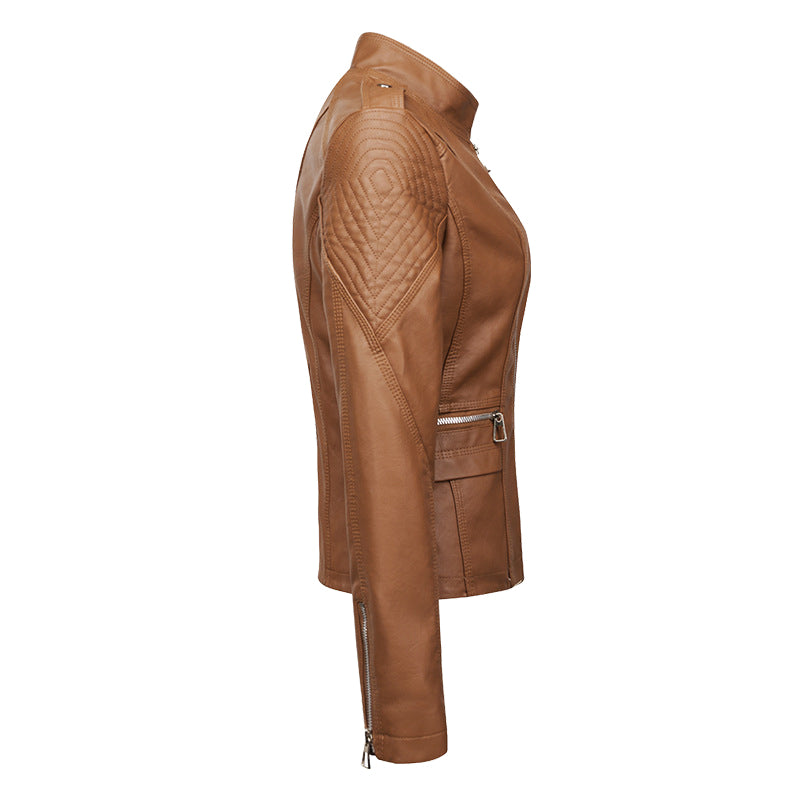 Slim Fit Urban Faux Leather Jacket for women, view 4