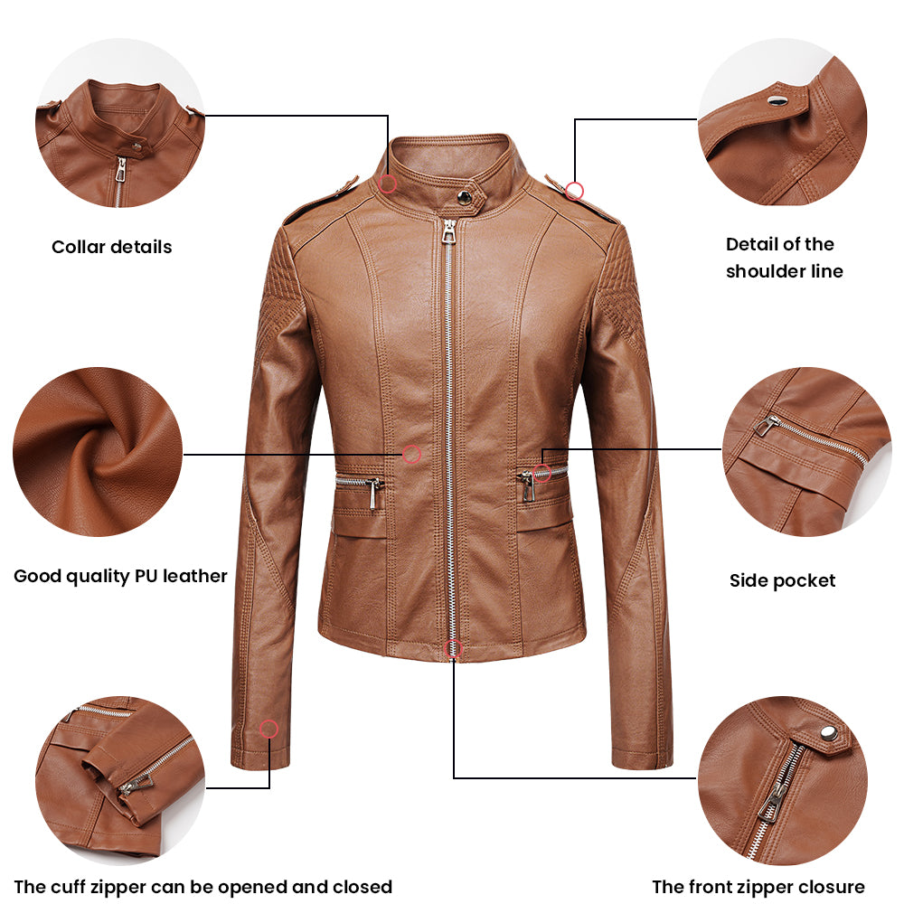 Slim Fit Urban Faux Leather Jacket for women, view 2