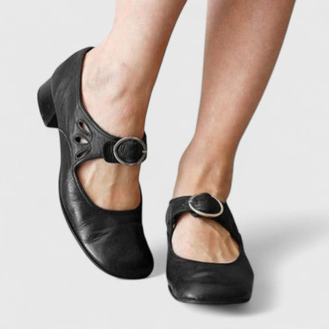 Valerie women's retro round-buckle mary jane shoes