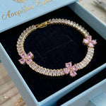 Heart, Amethyst & Four-Leaf Clover Bracelet | Gold