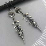 Boho mask pendant Earrings in Silver
