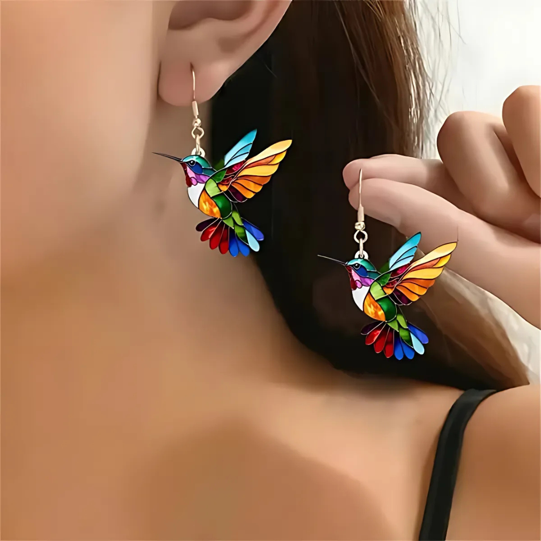 Beautiful Hummingbird Pendant with Matching Earrings