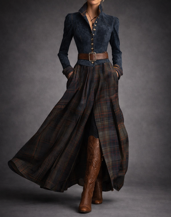 Fouziha | Checked Belted Dress