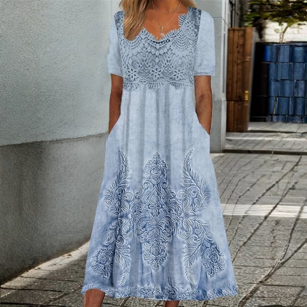 INDIGO | ELEGANT MIDI FLORAL DRESS