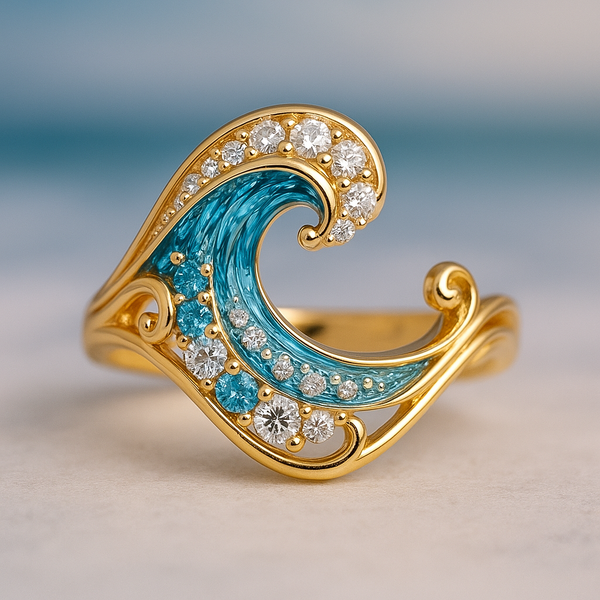Radiant Blue Wave Ring