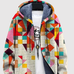 Women's geometric colour print hoodie, view 3