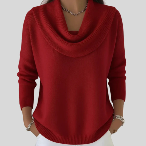 Ribbed Cowl Neck Jumper for women