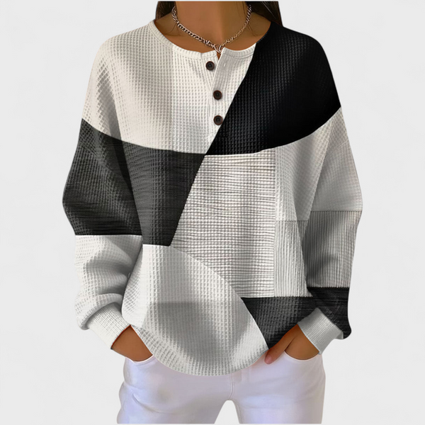 Ella - Black and White Colour-Block Sweater