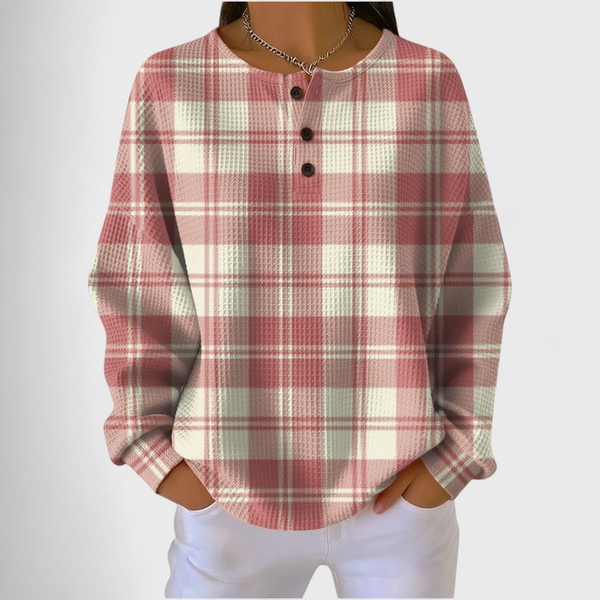 Emilie - Pink Pullover with Check Pattern