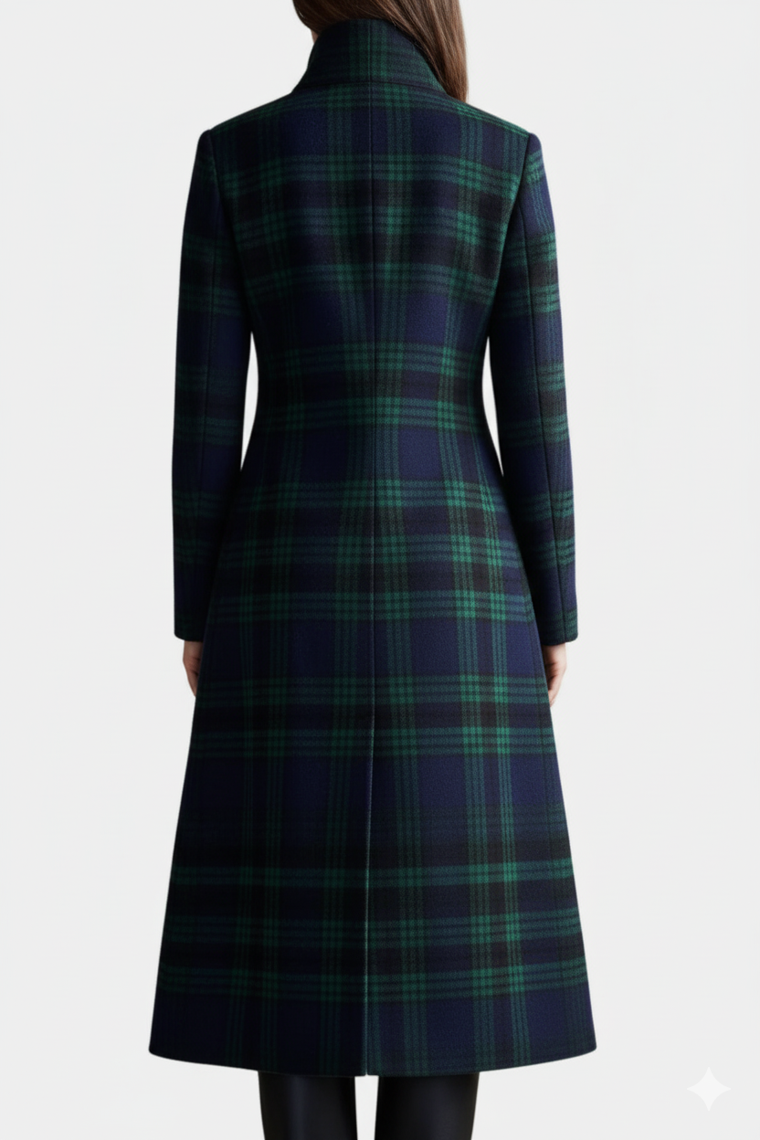Alexandra tailored check midi coat